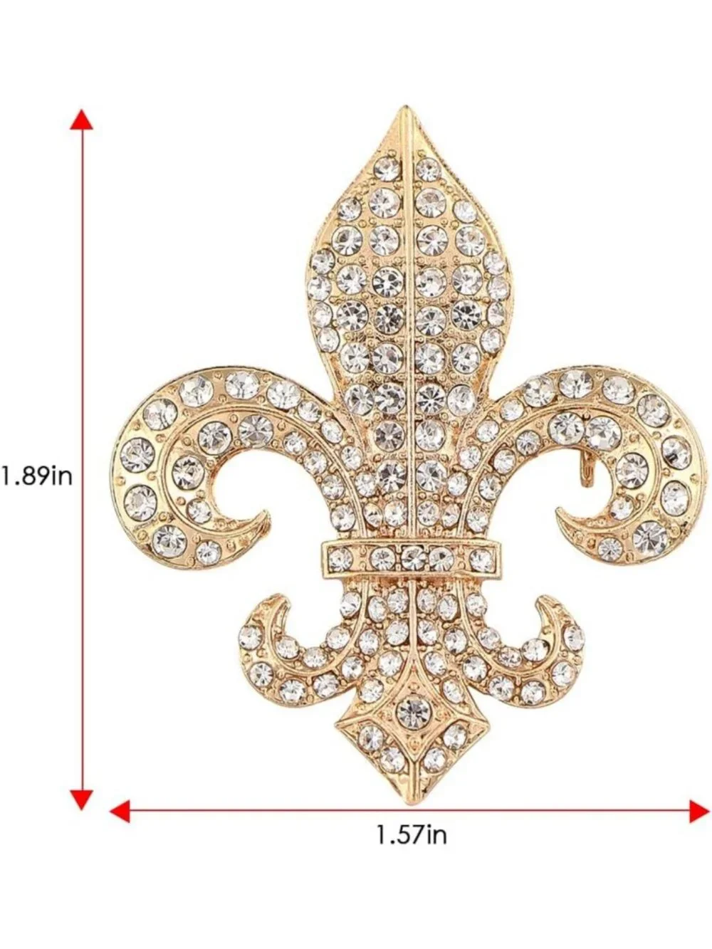 Elegant Gold Tone Black Gothic Fleur De Lis Lily Brooch Pin - Medieval Style